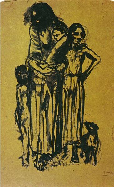 Pablo Picasso Classical Oil Paintings Group Of Poor People